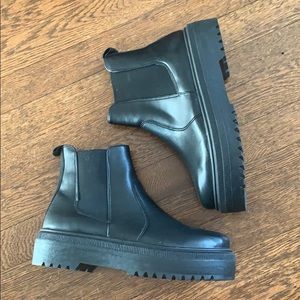 Steve Madden, Black Lug Booties, Made in Italy, 11